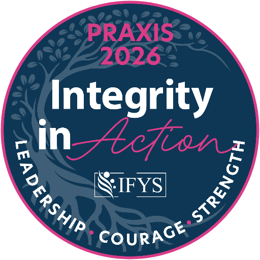 Praxis 2026 badge — Integrity in Action. Leadership, courage, strength.